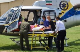 انتقال بیمار قلبی توسط بالگرد اورژانس لارستان از اوز به فسا